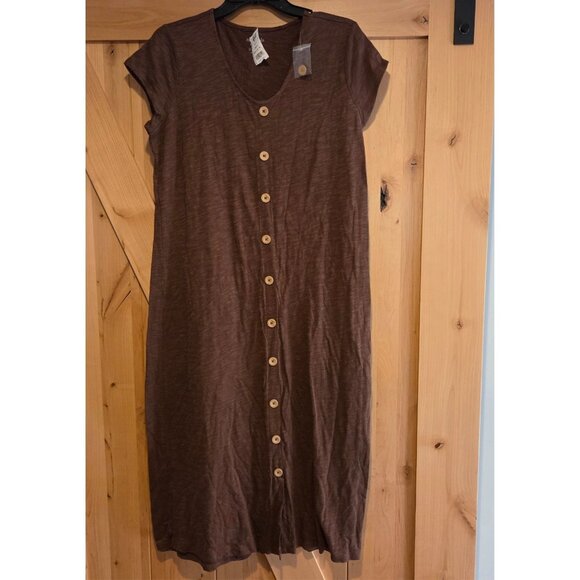 New! Naturals D&co Women’s Size S Brown Button Up Maxi Dress Linen Blend - Picture 1 of 16